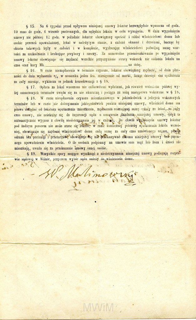 KKE 5738-7.jpg - (rosyjski i polski) Dok. Kopie. Umowy Najmu Lokalu wystawiona przez Wincentego Malinowskiego dla Benedykta Graszko, Wilno, 1919 r./1 I 1921 r./20 IV 1922 r.